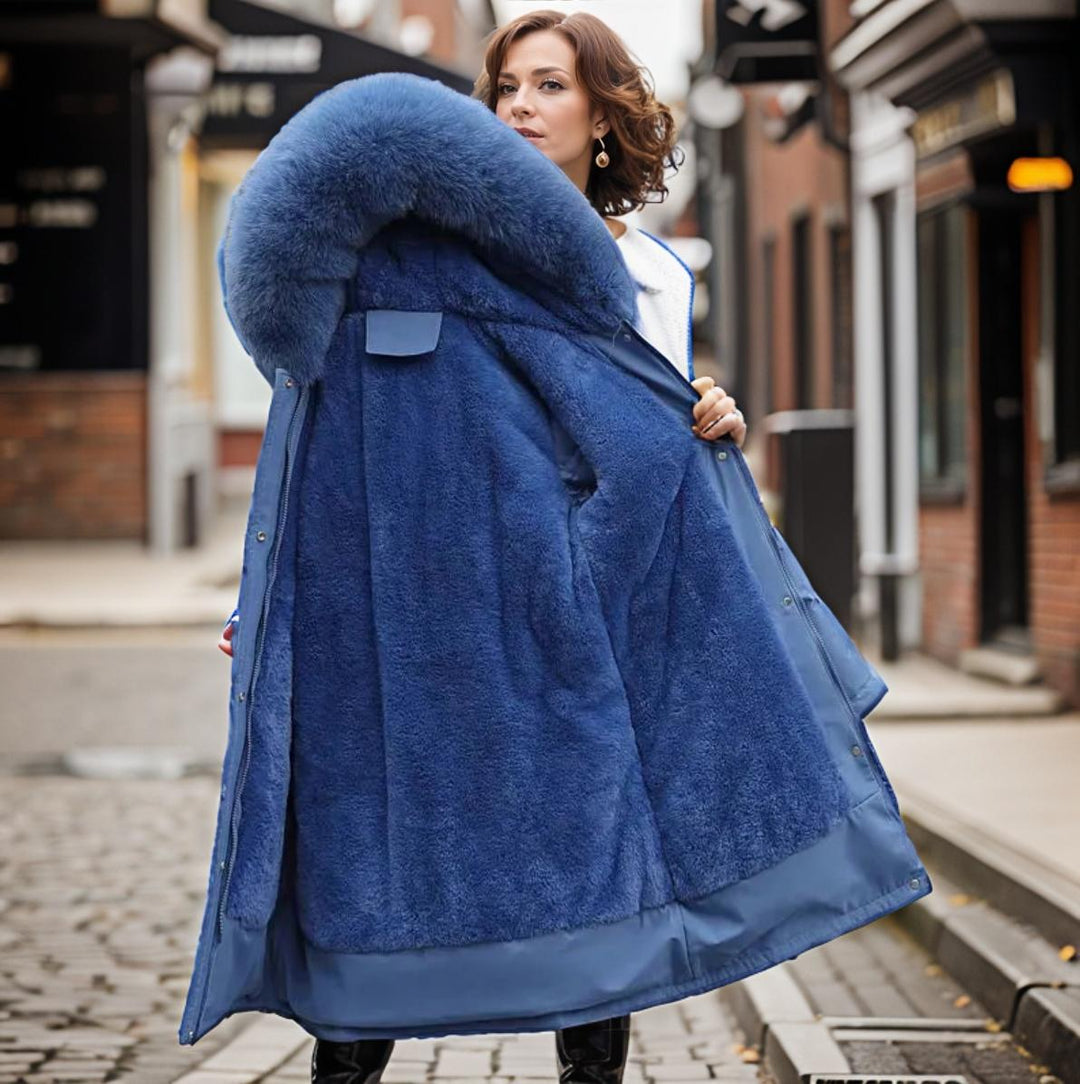 Iolanthe | Elegant Faux Fur Trim Hooded Coat For Women