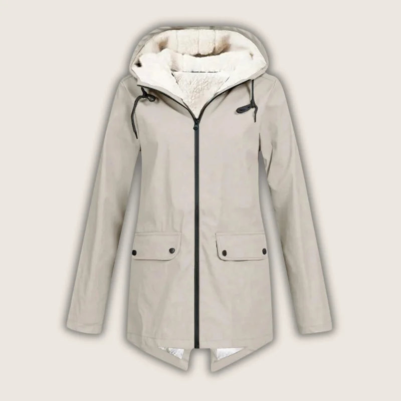 Talia | Sleek Waterproof Hooded Jacket Fleece Lined
