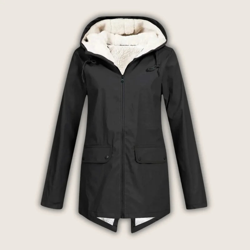 Talia | Sleek Waterproof Hooded Jacket Fleece Lined