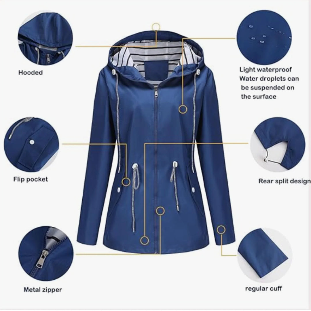 Noor | Sleek Waterproof Hooded Jacket Drawstring Waist